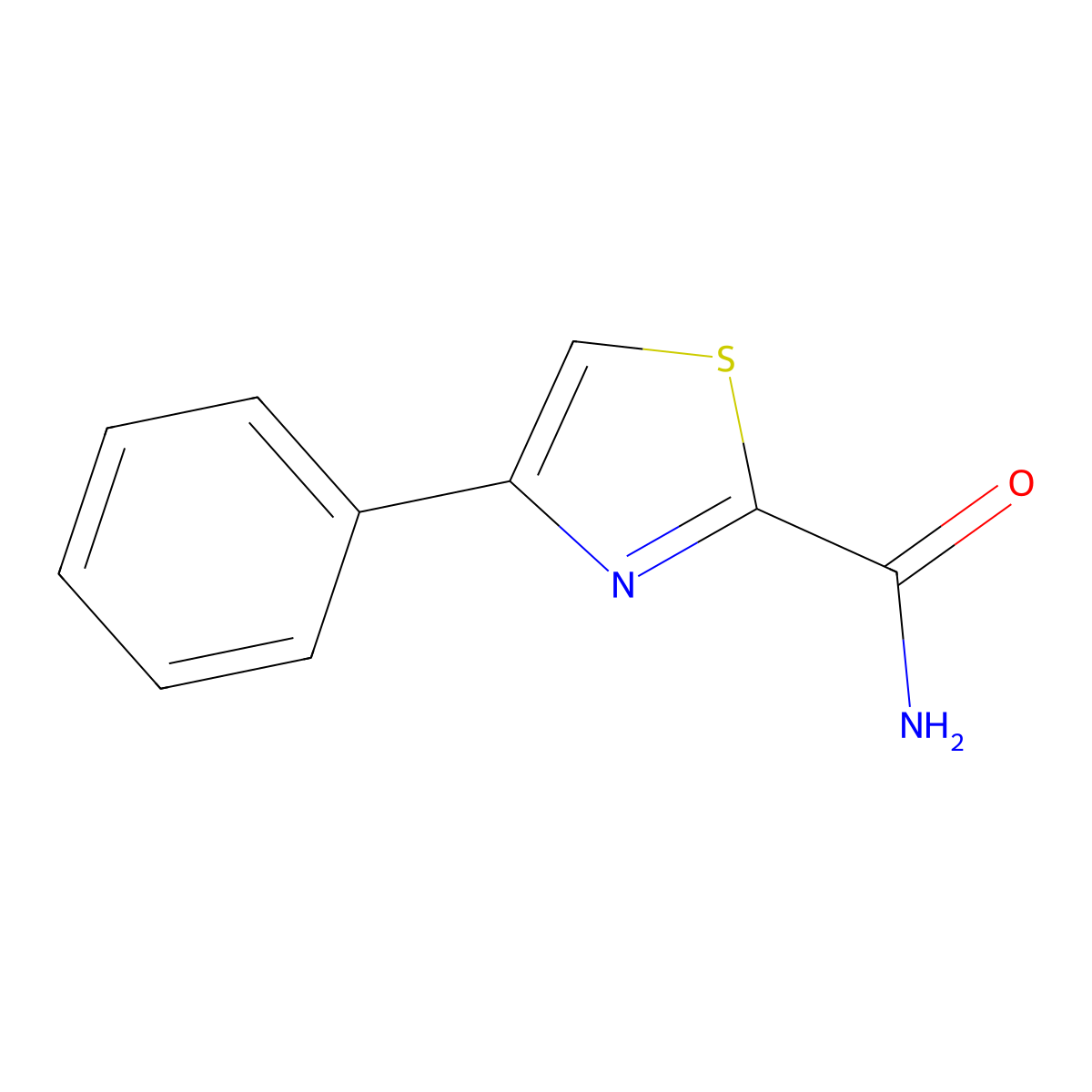 4-Phenylthiazole-2-carboxamide molecular structure, CAS 145261-07-0