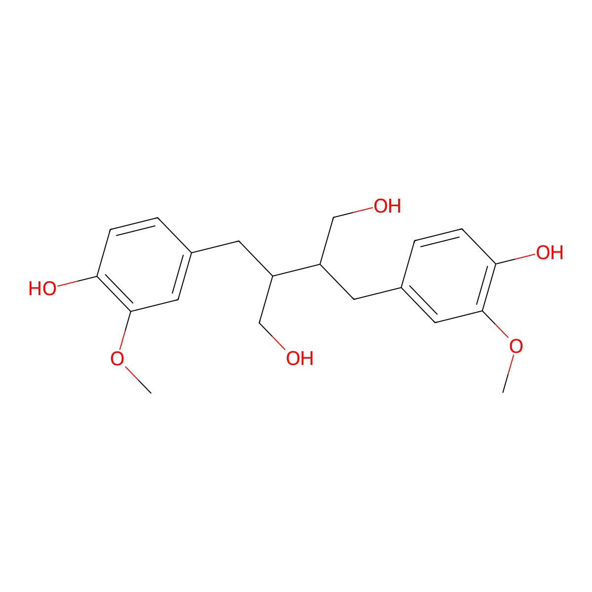 Secoisolariciresinol, (+)- molecular structure, CAS 145265-02-7