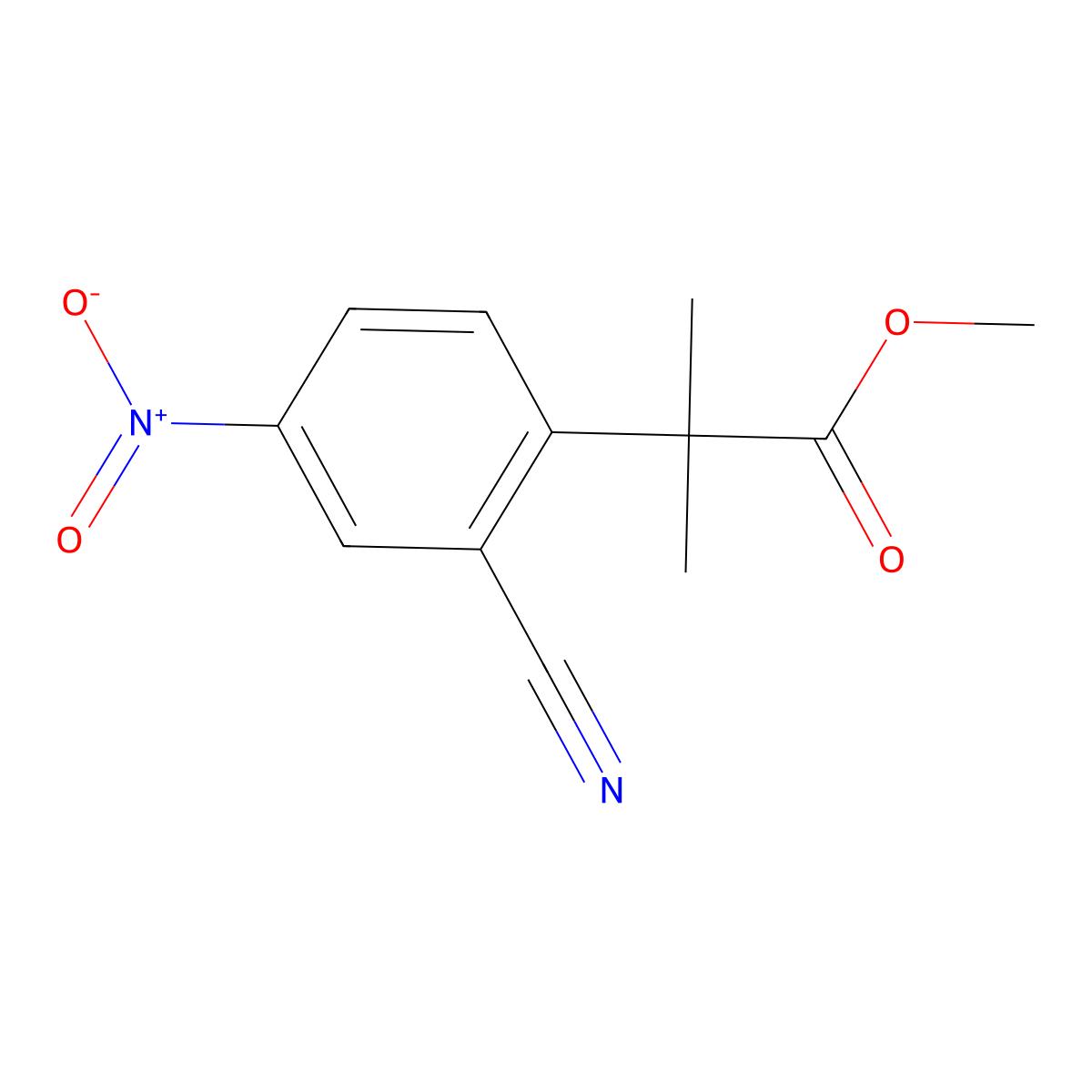 Methyl 2-(2-cyano-4-nitrophenyl)-2-methylpropanoate molecular structure, CAS 1452757-07-1
