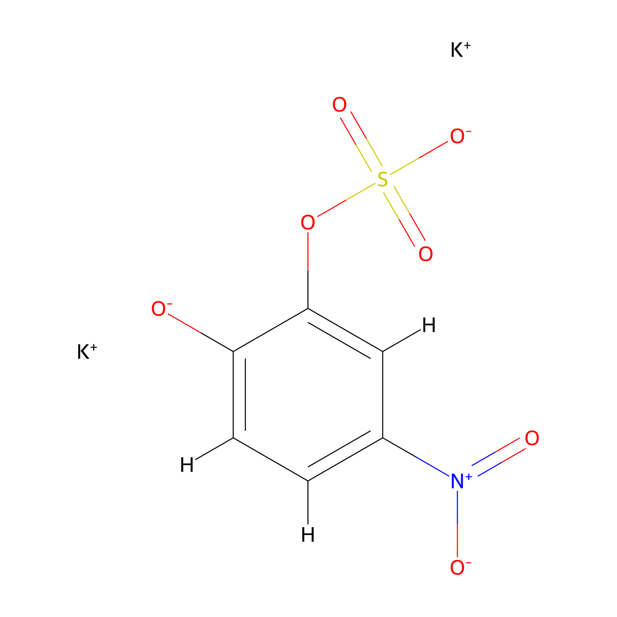 Dipotassium 2-hydroxy-5-nitrophenyl sulfate molecular structure, CAS 14528-64-4