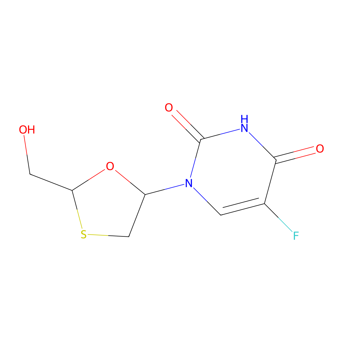 2',3'-Dideoxy-5-fluoro-3'-thiauridine molecular structure, CAS 145281-92-1