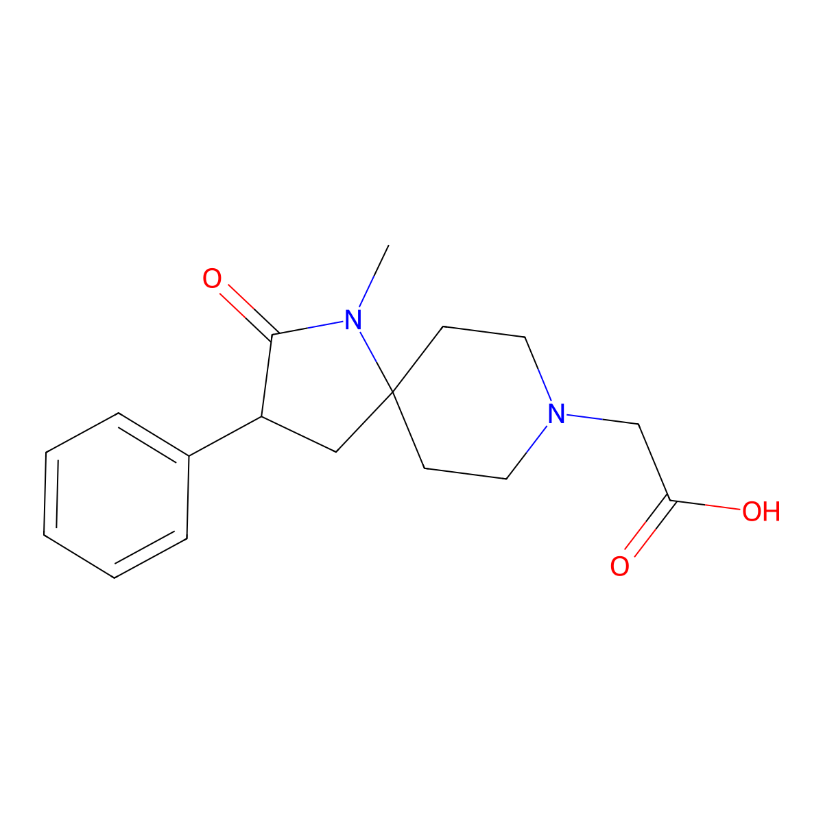 2-(1-Methyl-2-oxo-3-phenyl-1,8-diazaspiro[4.5]decan-8-yl)acetic acid molecular structure, CAS 1452936-08-1