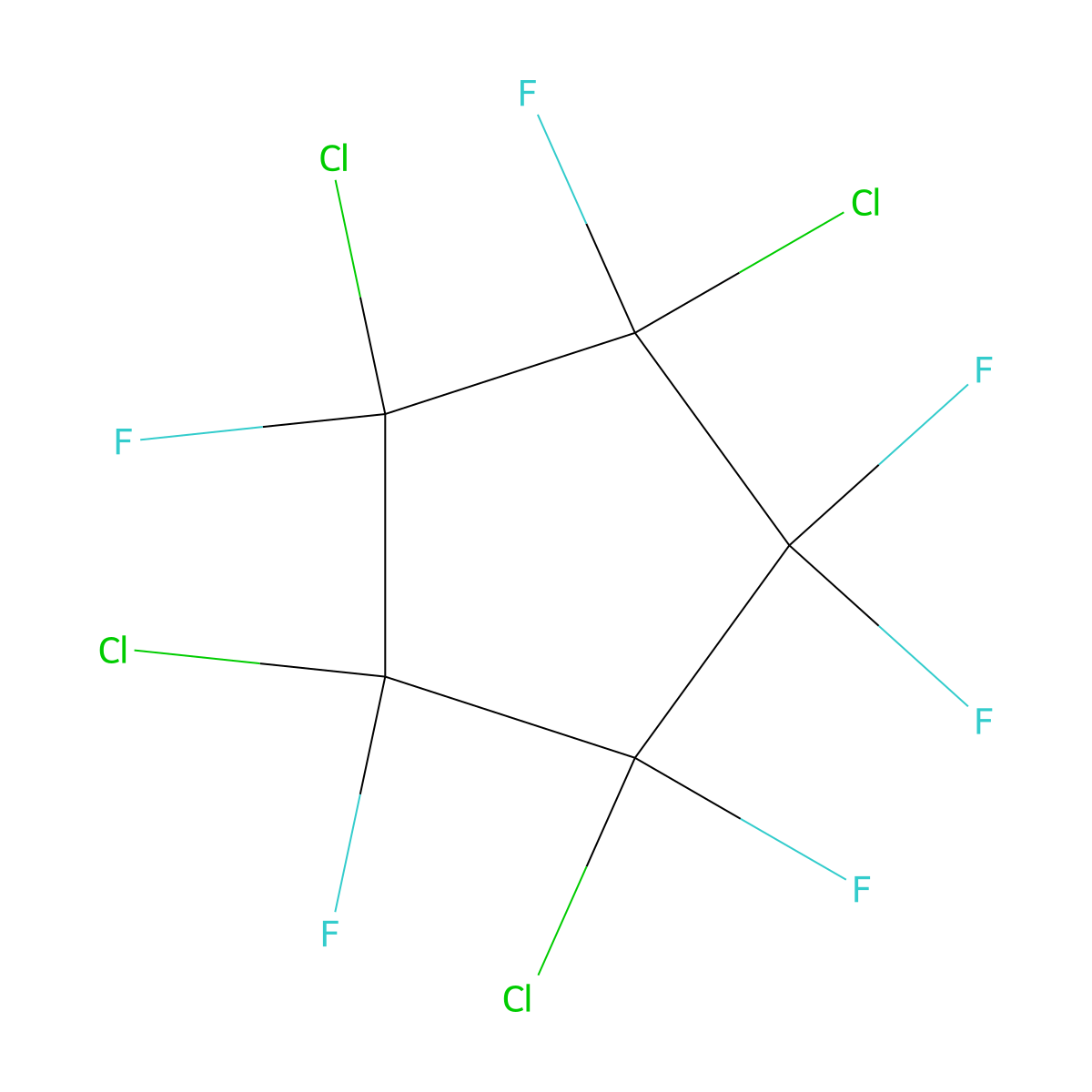 1,2,3,4-Tetrachloro-1,2,3,4,5,5-hexafluorocyclopentane molecular structure, CAS 1453-38-9