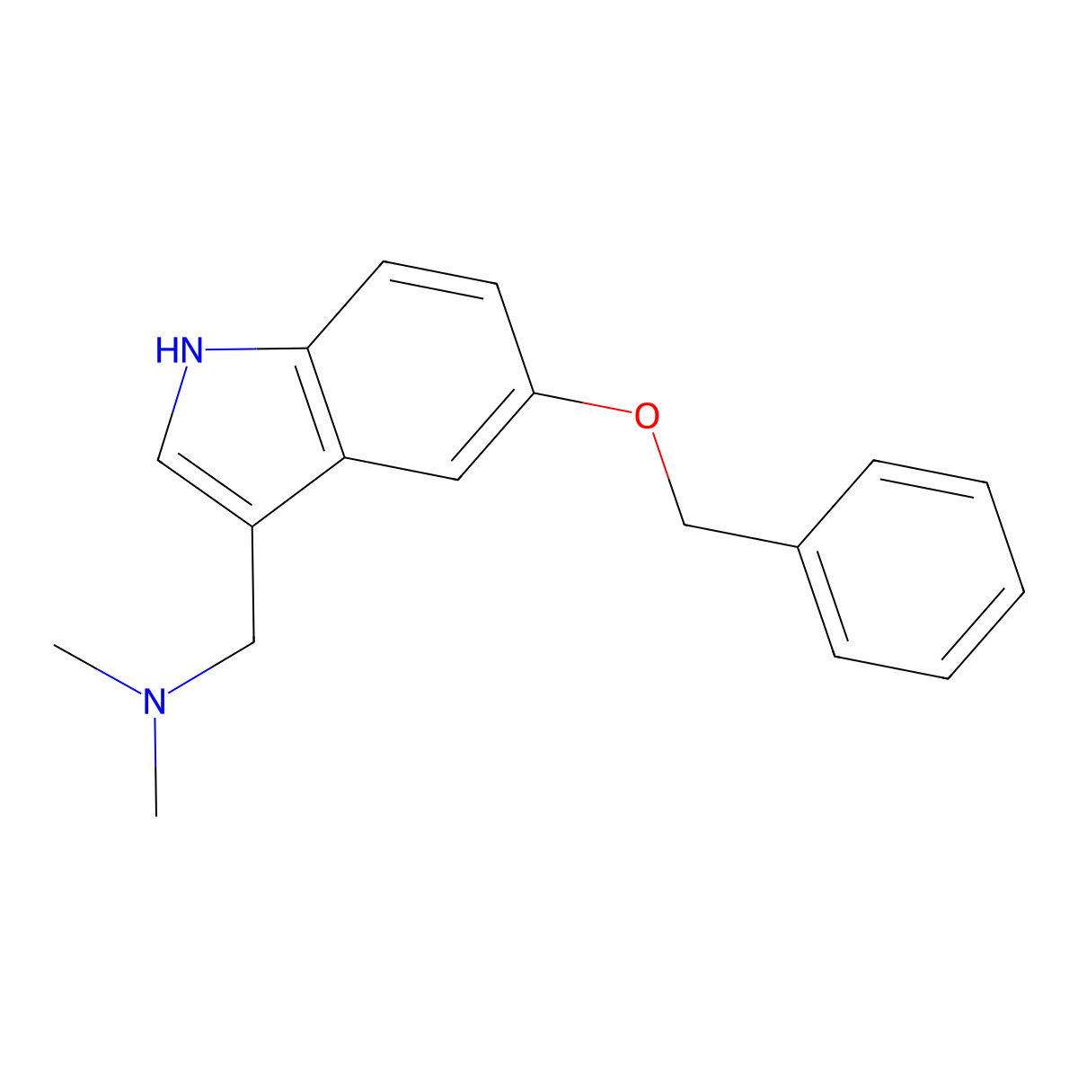 N,N-Dimethyl-5-(phenylmethoxy)-1H-indole-3-methanamine molecular structure, CAS 1453-97-0