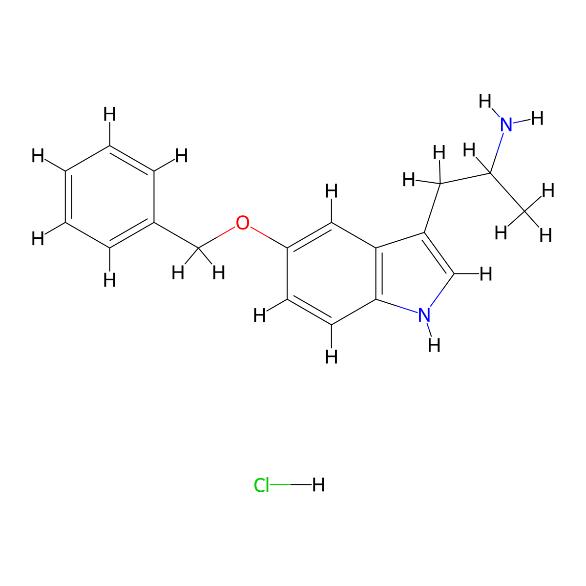 1-(5-(Benzyloxy)-1H-indol-3-YL)propan-2-amine hydrochloride molecular structure, CAS 1453-99-2