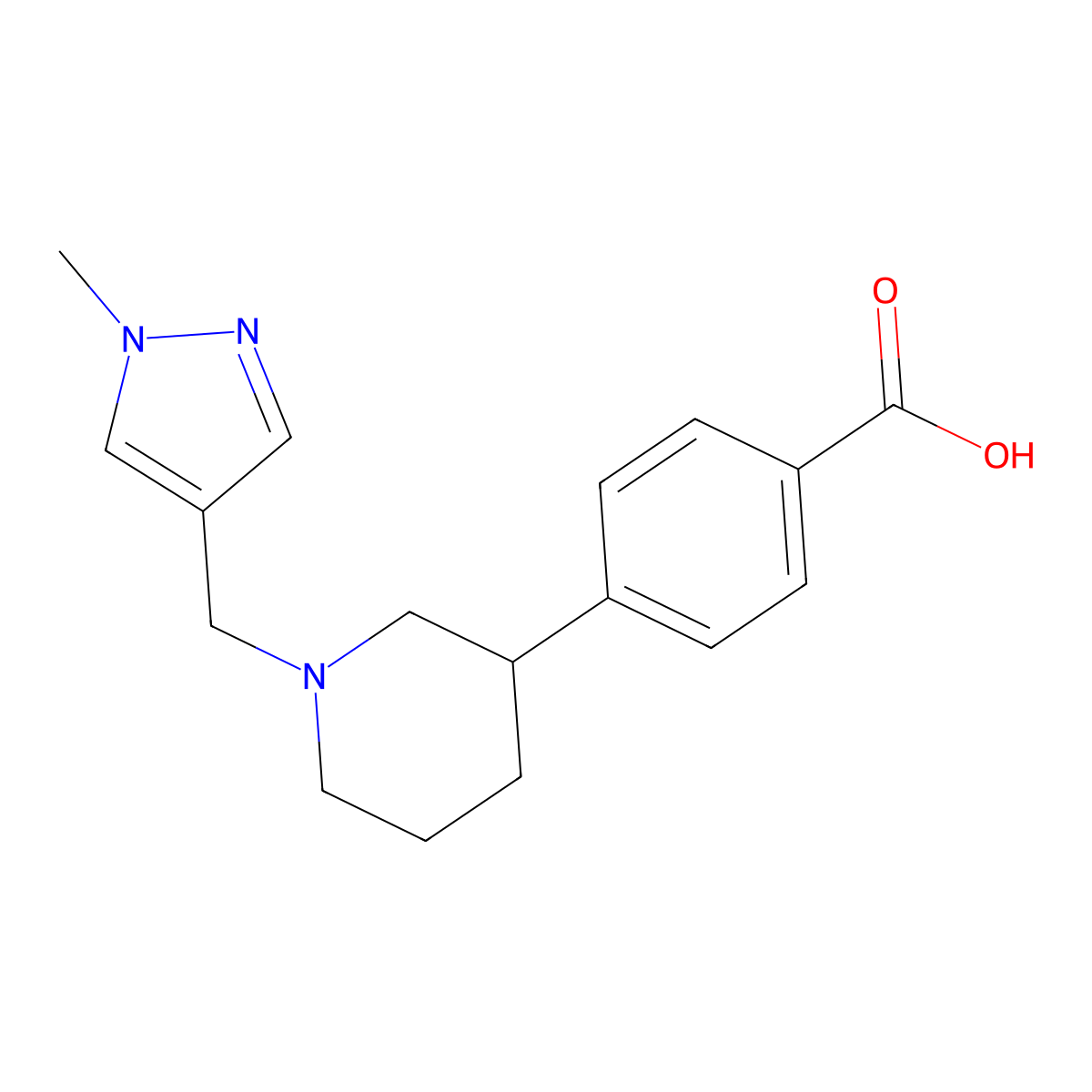 4-[1-[(1-Methylpyrazol-4-yl)methyl]piperidin-3-yl]benzoicacid molecular structure, CAS 1453048-69-5