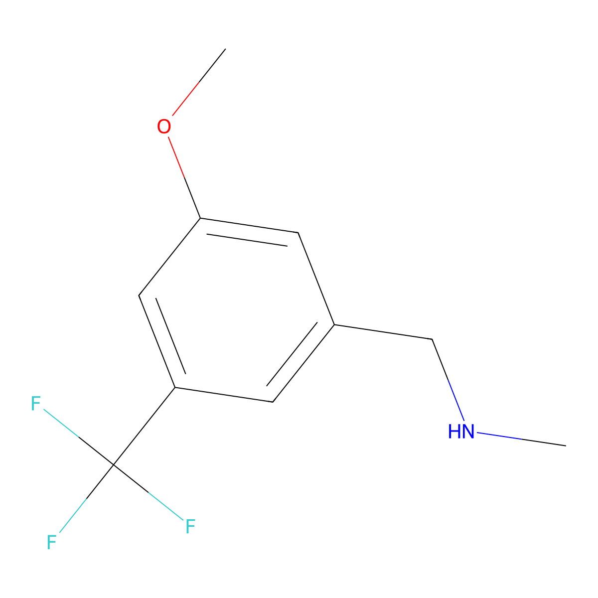 1-(3-Methoxy-5-(trifluoromethyl)phenyl)-N-methylmethanamine molecular structure, CAS 1453070-50-2