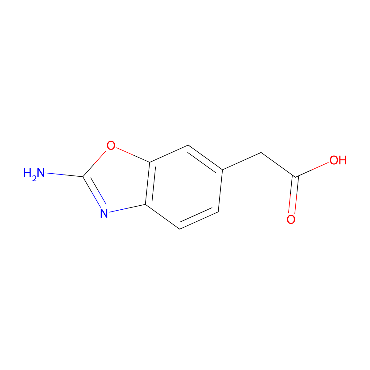 2-(2-Amino-1,3-benzoxazol-6-YL)acetic acid molecular structure, CAS 1453089-60-5