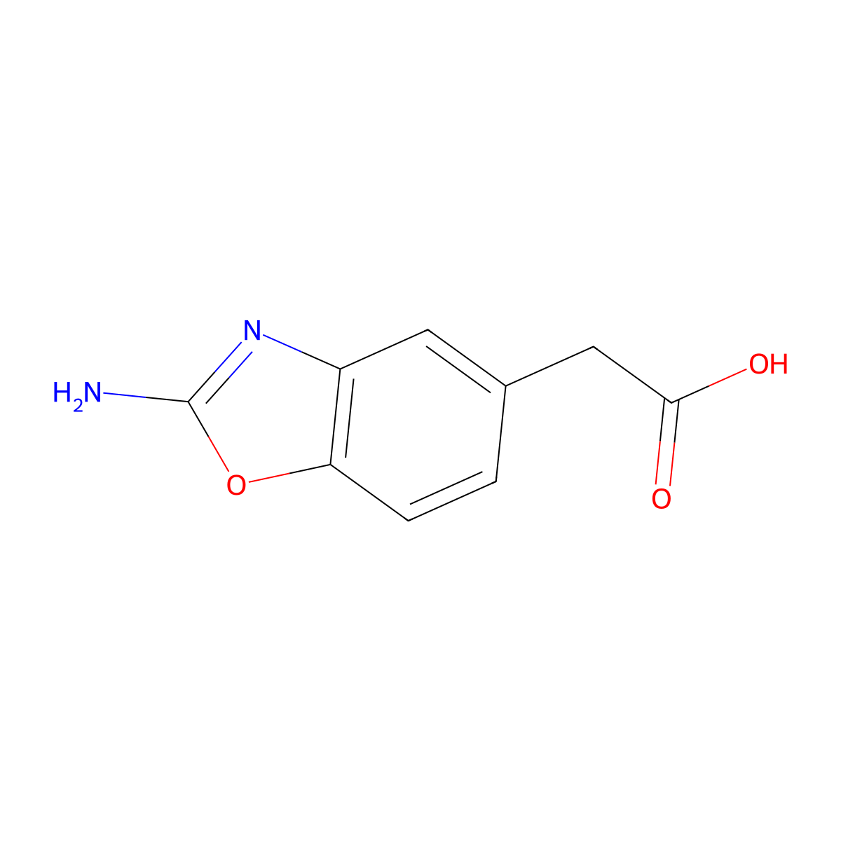 2-(2-Aminobenzo[d]oxazol-5-yl)acetic acid molecular structure, CAS 1453089-83-2