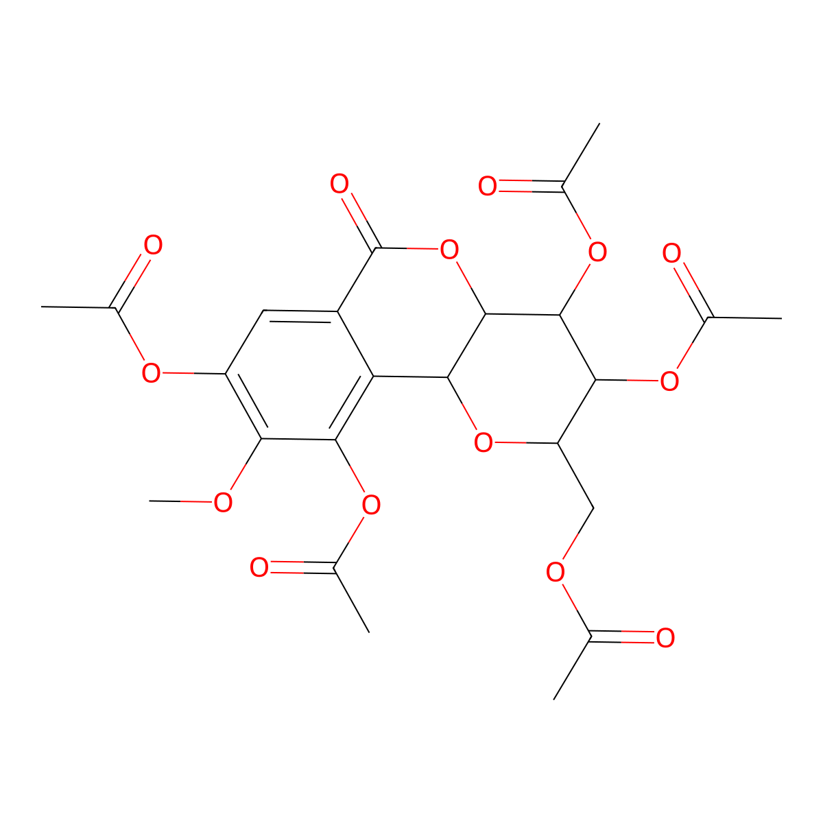 [3,4,8,10-Tetrakis(acetyloxy)-9-methoxy-6-oxo-2,3,4,4a,6,10b-hexahydropyrano[3,2-c]isochromen-2-yl]methyl acetate molecular structure, CAS 14531-47-6