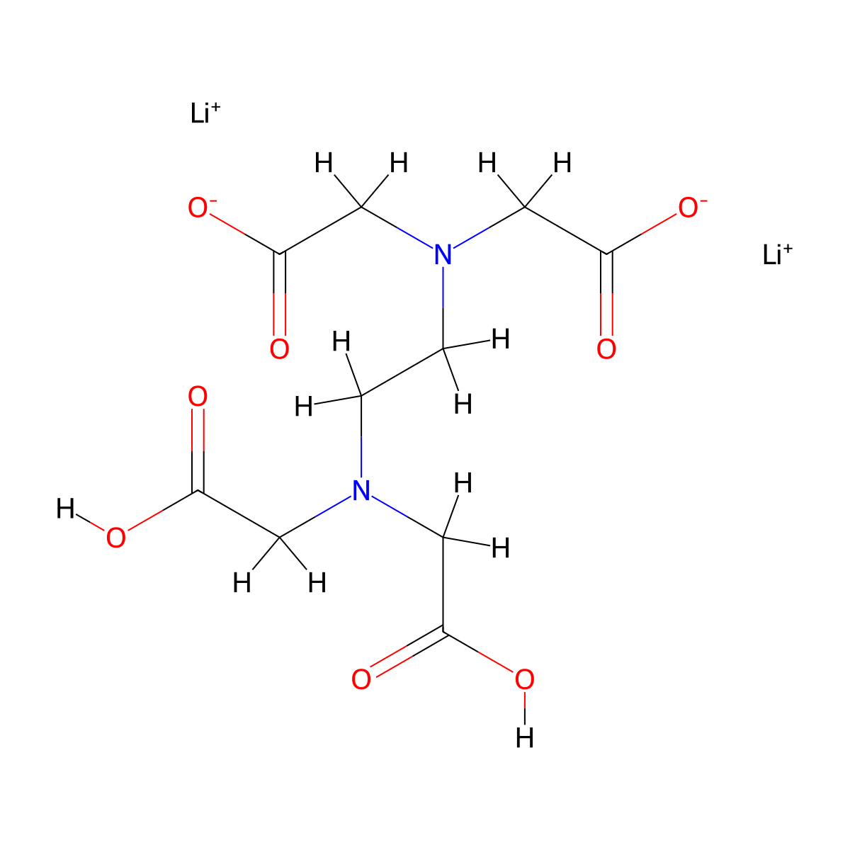 Dilithium N,N'-ethylenebis(N-(carboxymethyl)aminoacetate) molecular structure, CAS 14531-56-7