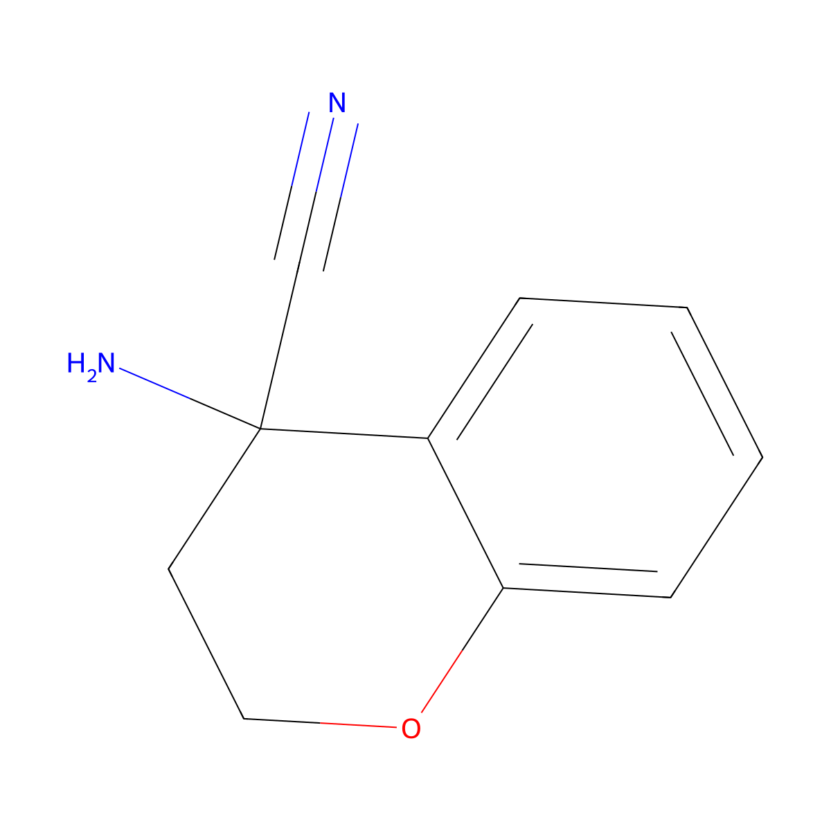 4-amino-3,4-dihydro-2H-1-benzopyran-4-carbonitrile molecular structure, CAS 145311-05-3