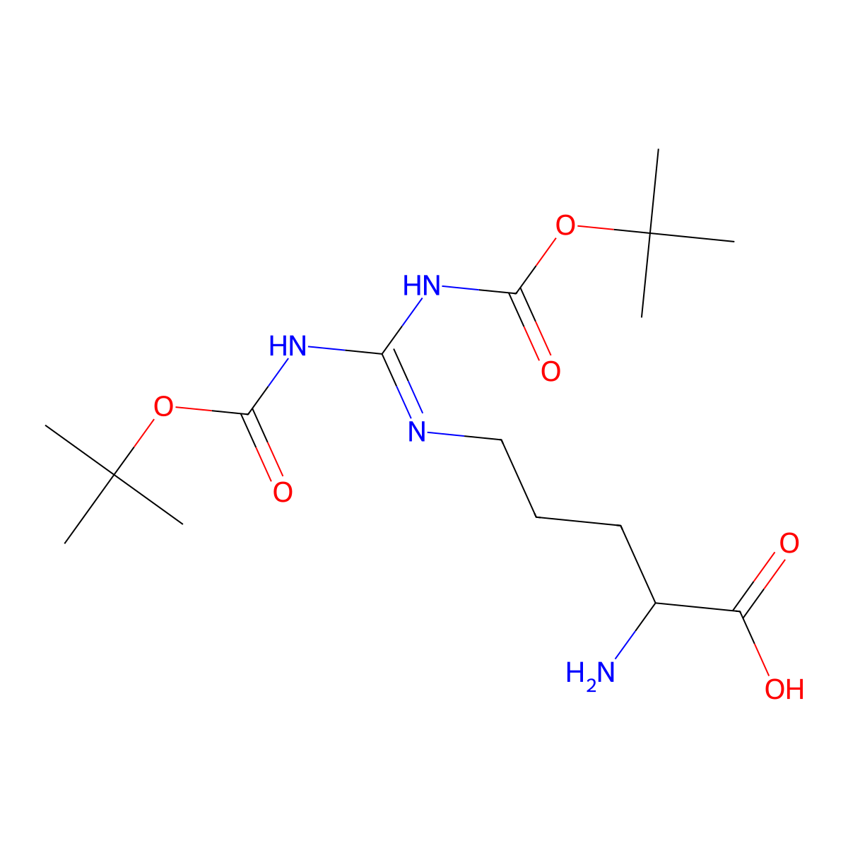 (S)-2-Amino-5-((2,2,10,10-tetramethyl-4,8-dioxo-3,9-dioxa-5,7-diazaundecan-6-ylidene)amino)pentanoic acid molecular structure, CAS 145315-38-4