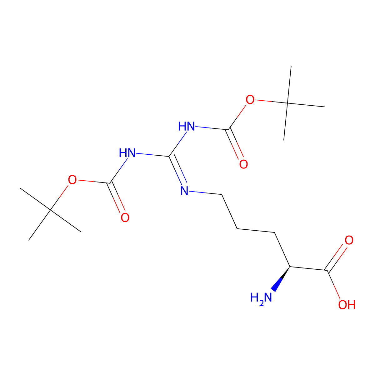 (S)-2-Amino-5-((2,2,10,10-tetramethyl-4,8-dioxo-3,9-dioxa-5,7-diazaundecan-6-ylidene)amino)pentanoic acid molecular structure, CAS 145315-38-4