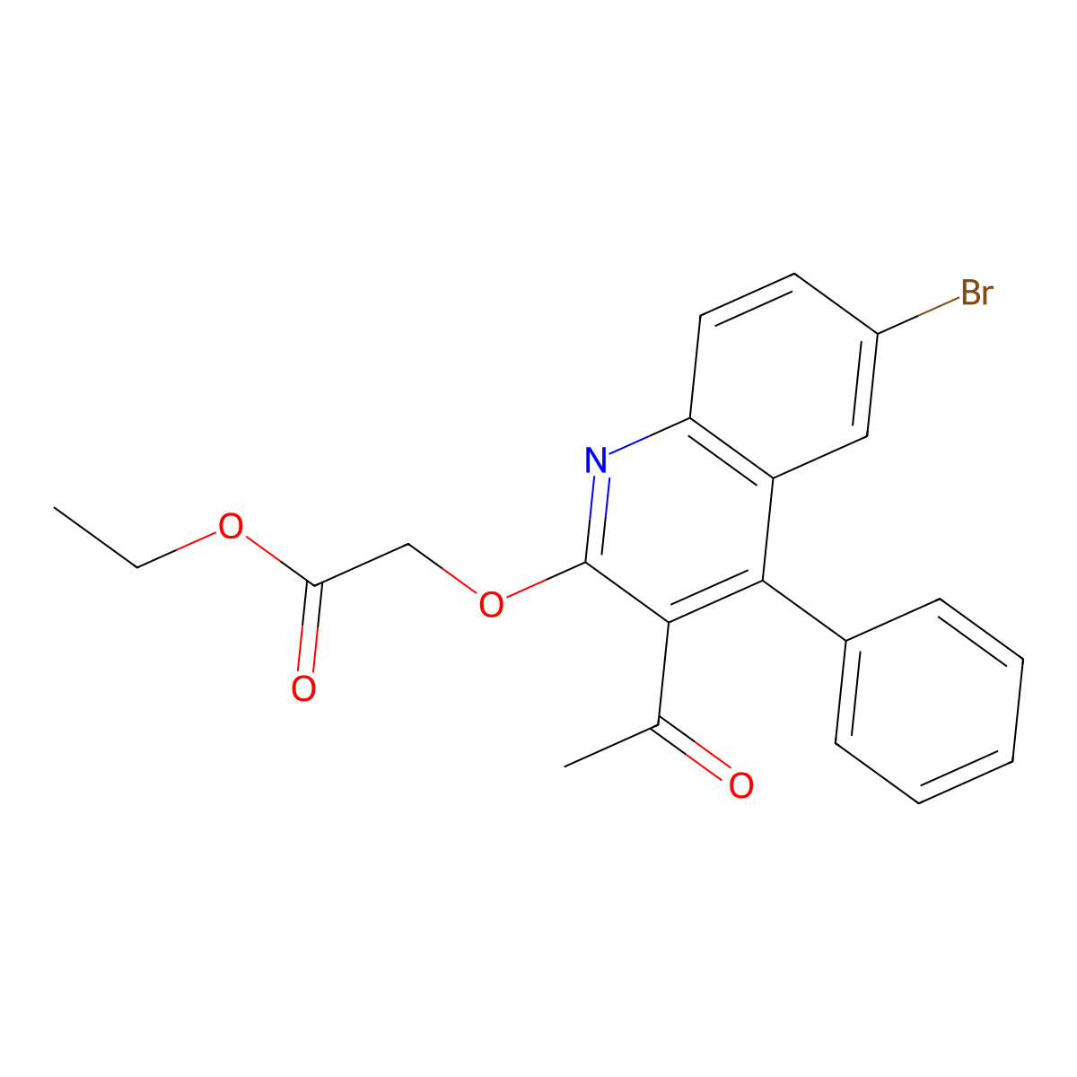 Ethyl [(3-acetyl-6-bromo-4-phenylquinolin-2-yl)oxy]acetate molecular structure, CAS 145317-53-9