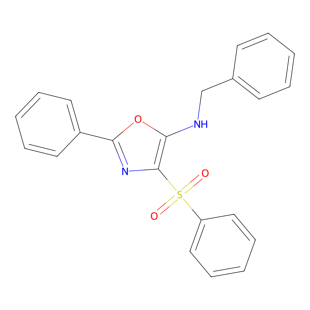 5-Oxazolamine, 2-phenyl-N-(phenylmethyl)-4-(phenylsulfonyl)- molecular structure, CAS 145317-83-5