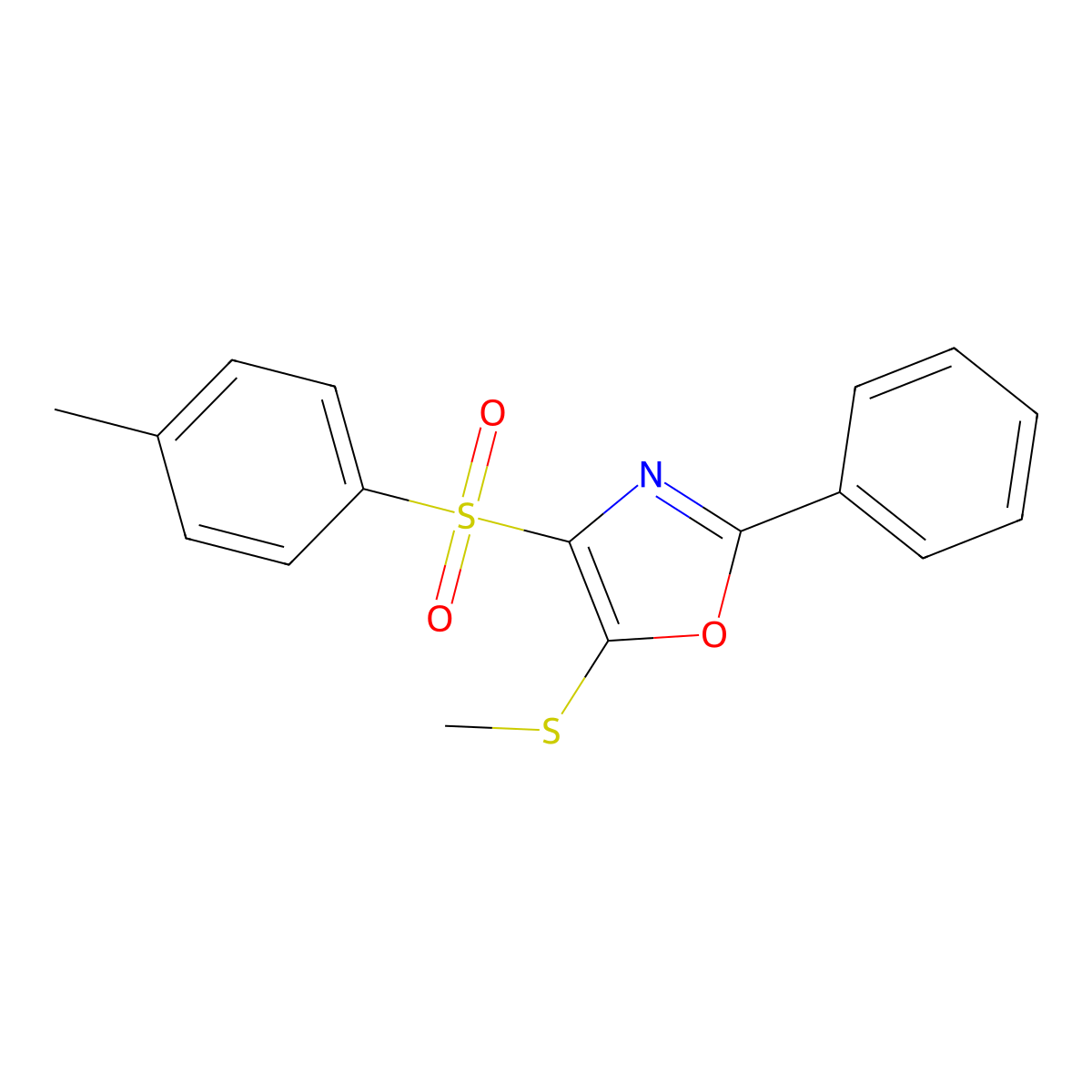5-(Methylthio)-2-phenyl-4-tosyloxazole molecular structure, CAS 145317-92-6