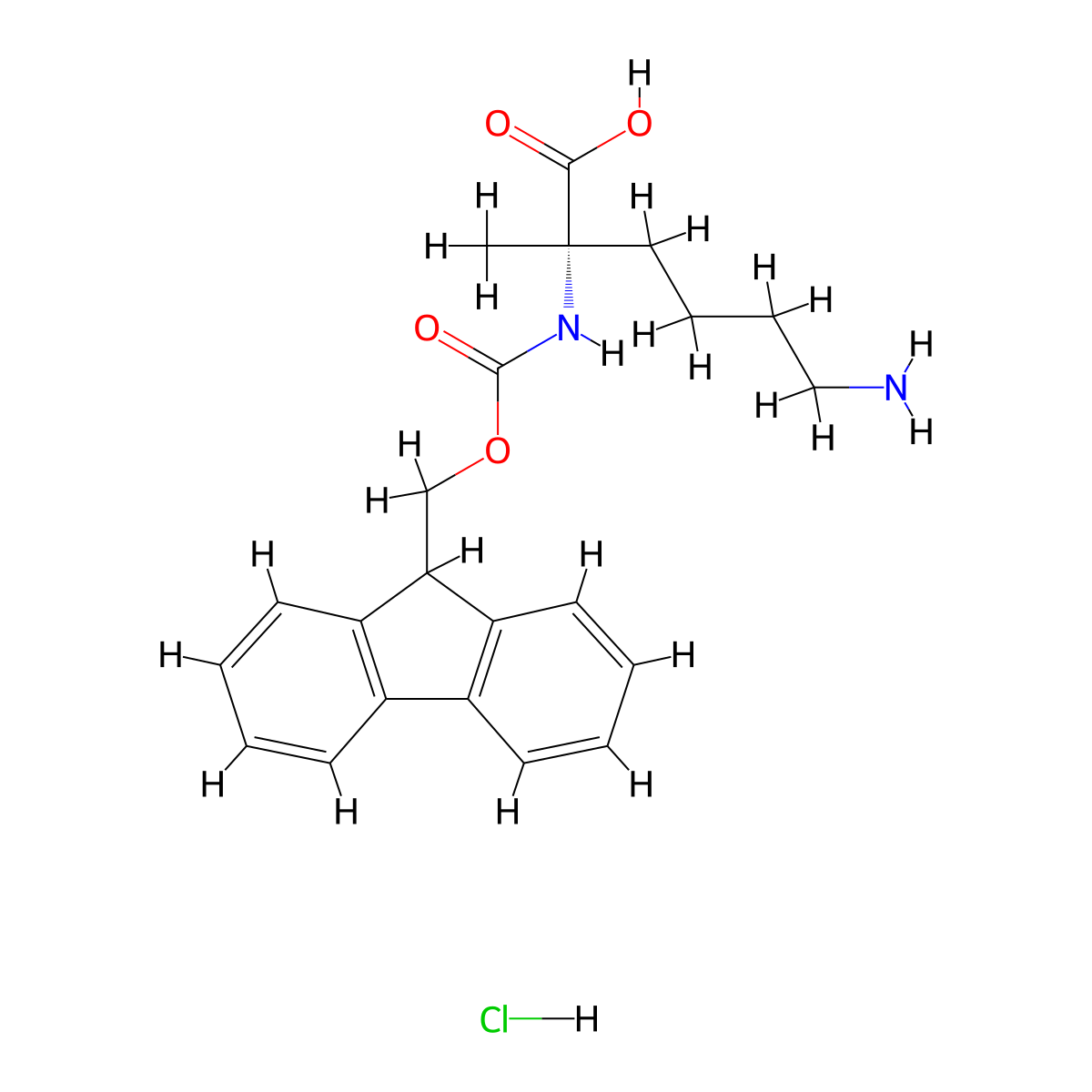 L-Lysine, N2-[(9H-fluoren-9-ylmethoxy)carbonyl]-2-methyl-, hydrochloride (1:1) molecular structure, CAS 1453178-51-2