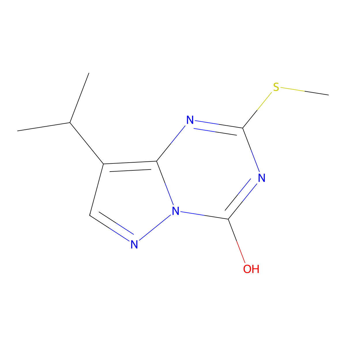 8-Isopropyl-2-(methylthio)pyrazolo[1,5-a][1,3,5]triazin-4-ol molecular structure, CAS 1453186-95-2