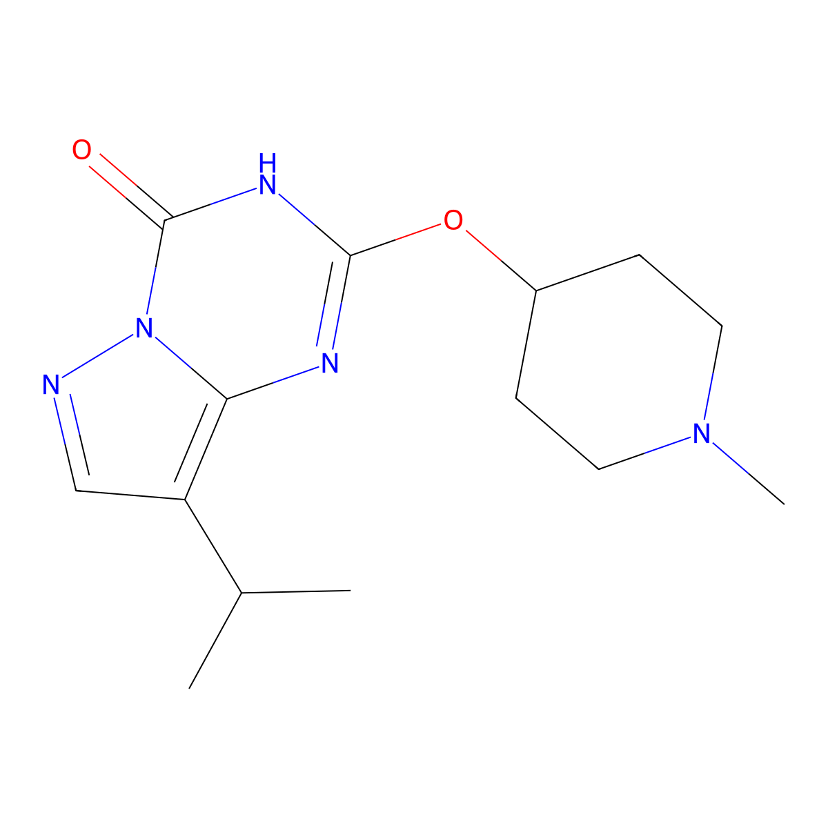 8-Isopropyl-2-((1-methylpiperidin-4-yl)oxy)pyrazolo[1,5-a][1,3,5]triazin-4-ol molecular structure, CAS 1453187-13-7