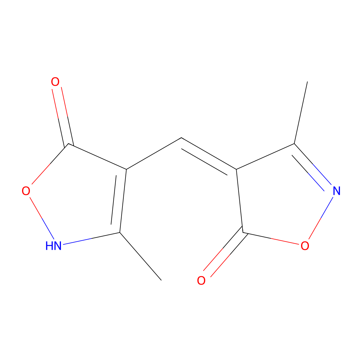 4-[(5-Hydroxy-3-methylisoxazol-4-YL)methylene]-3-methyl-(4H)isoxazol-5-one molecular structure, CAS 14532-32-2