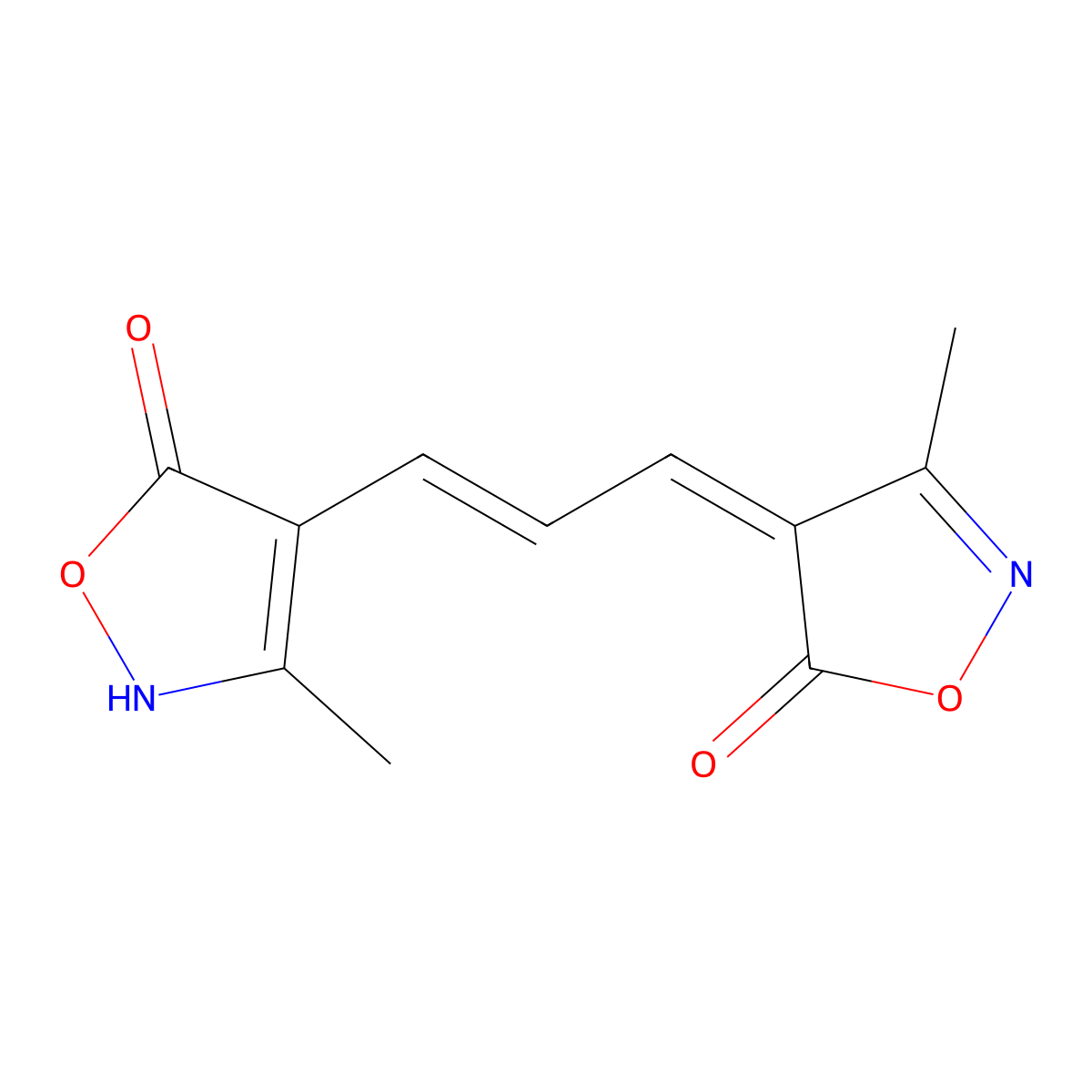 4-[3-(5-Hydroxy-3-methylisoxazol-4-YL)allylidene]-3-methyl-(4H)isoxazol-5-one molecular structure, CAS 14532-33-3