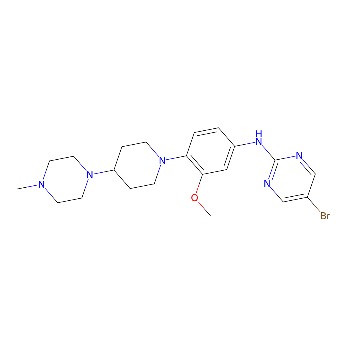 5-bromo-N-{3-methoxy-4-[4-(4-methylpiperazin-1-yl)piperidin-1-yl]phenyl}pyrimidin-2-amine molecular structure, CAS 1453211-46-5