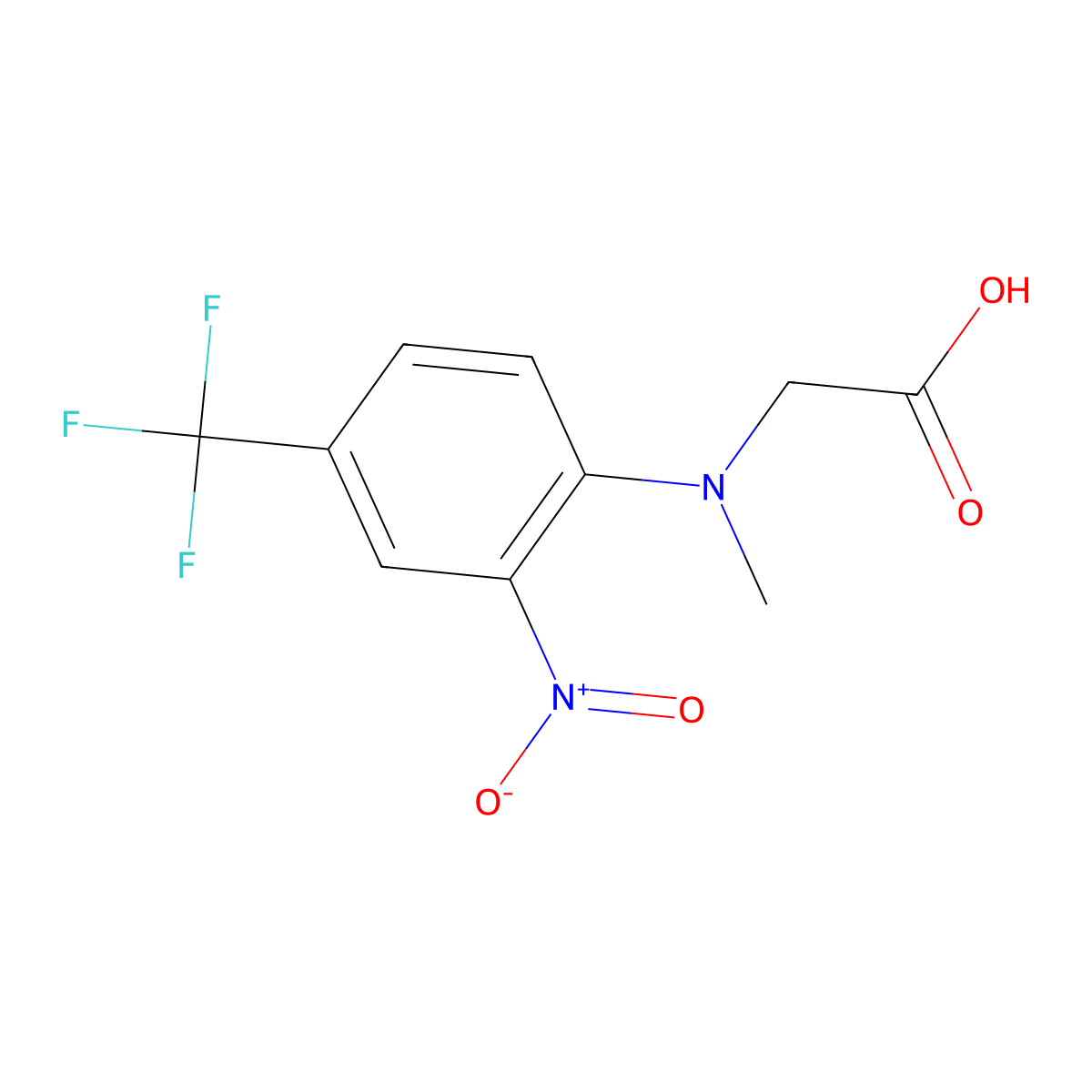 2-[Methyl-2-nitro-4-(trifluoromethyl)anilino]acetic acid molecular structure, CAS 145323-39-3