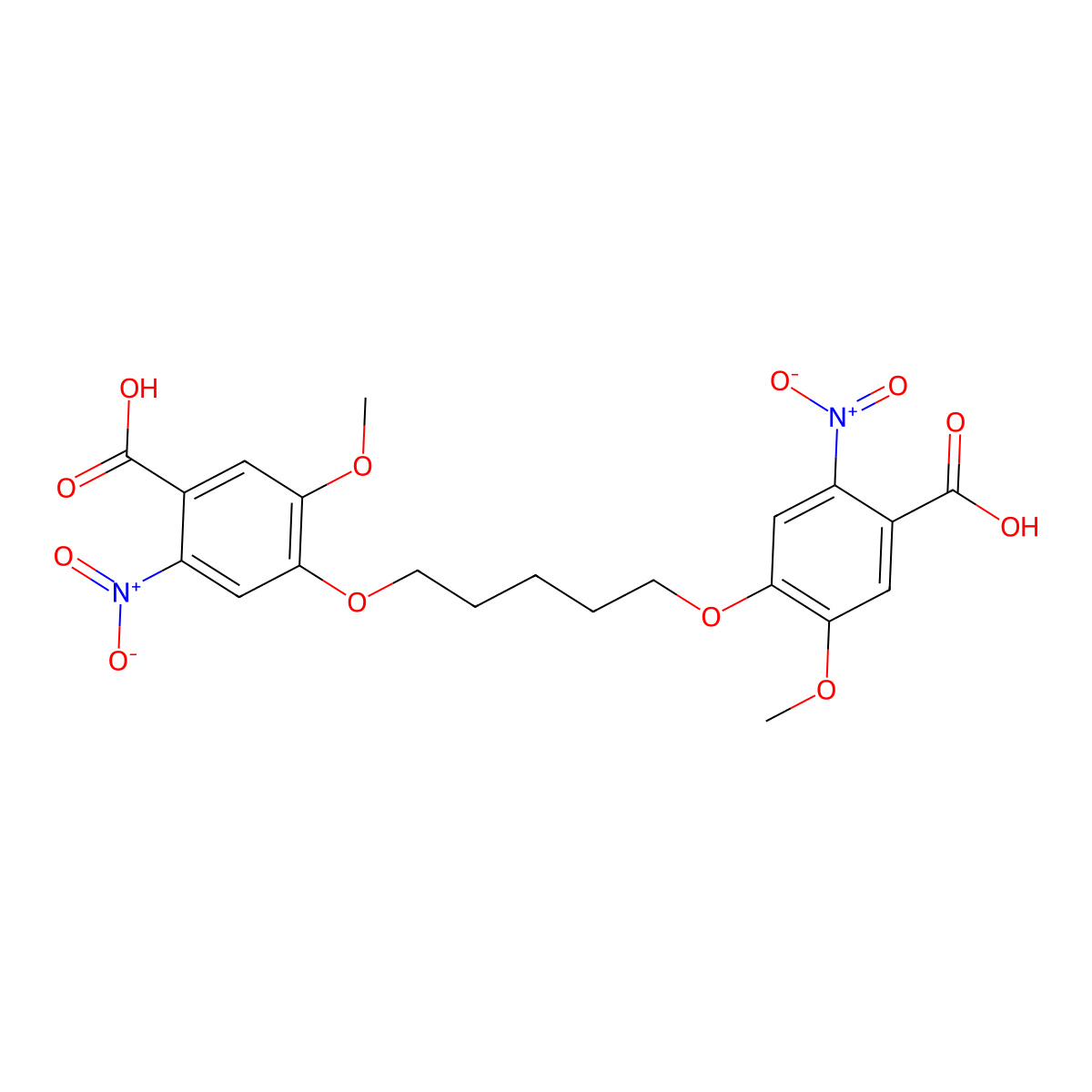 Benzoic acid, 4,4'-[1,5-pentanediylbis(oxy)]bis[5-methoxy-2-nitro- molecular structure, CAS 145325-48-0