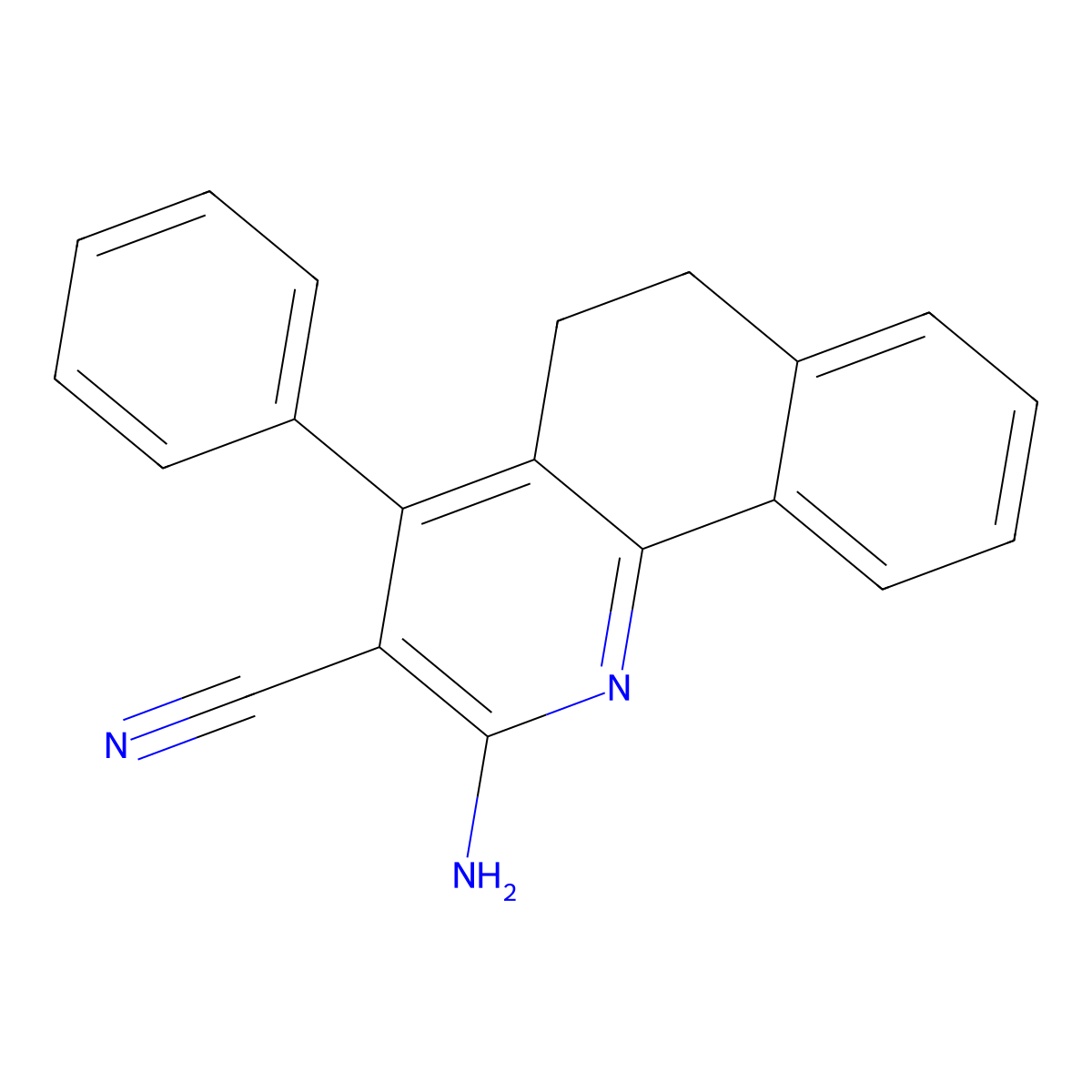 2-Amino-4-phenyl-5,6-dihydrobenzo[h]quinoline-3-carbonitrile molecular structure, CAS 145326-97-2