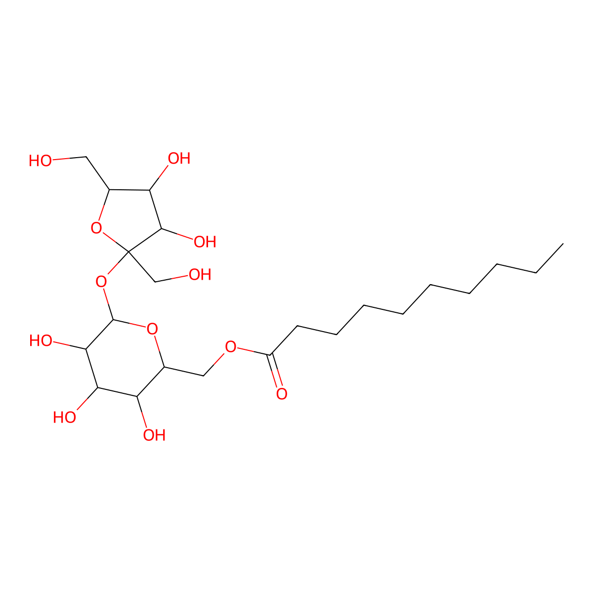 Beta-D-Fructofuranosyl 6-O-Decanoyl-Alpha-D-Glucopyranoside molecular structure, CAS 14533-07-4