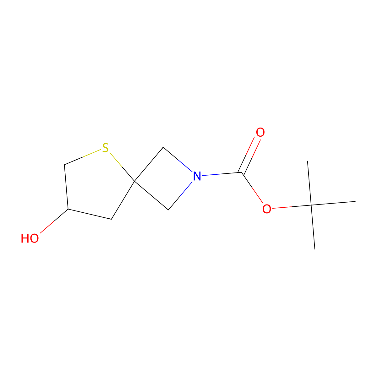 Tert-butyl 7-hydroxy-5-thia-2-azaspiro(3.4)octane-2-carboxylate molecular structure, CAS 1453315-70-2