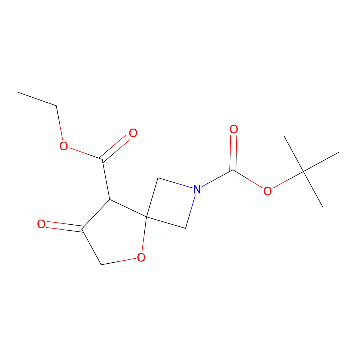 2-tert-Butyl 8-ethyl 7-oxo-5-oxa-2-azaspiro[3.4]octane-2,8-dicarboxylate molecular structure, CAS 1453315-80-4