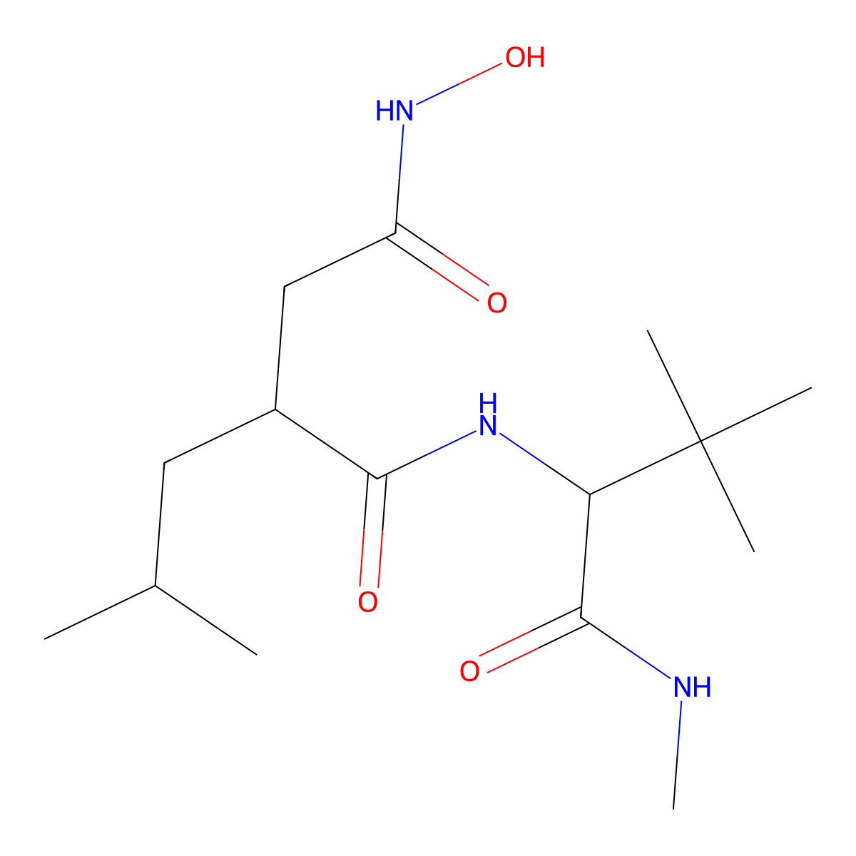 (R)-N1-((S)-3,3-dimethyl-1-(methylamino)-1-oxobutan-2-yl)-N4-hydroxy-2-isobutylsuccinamide molecular structure, CAS 145337-55-9