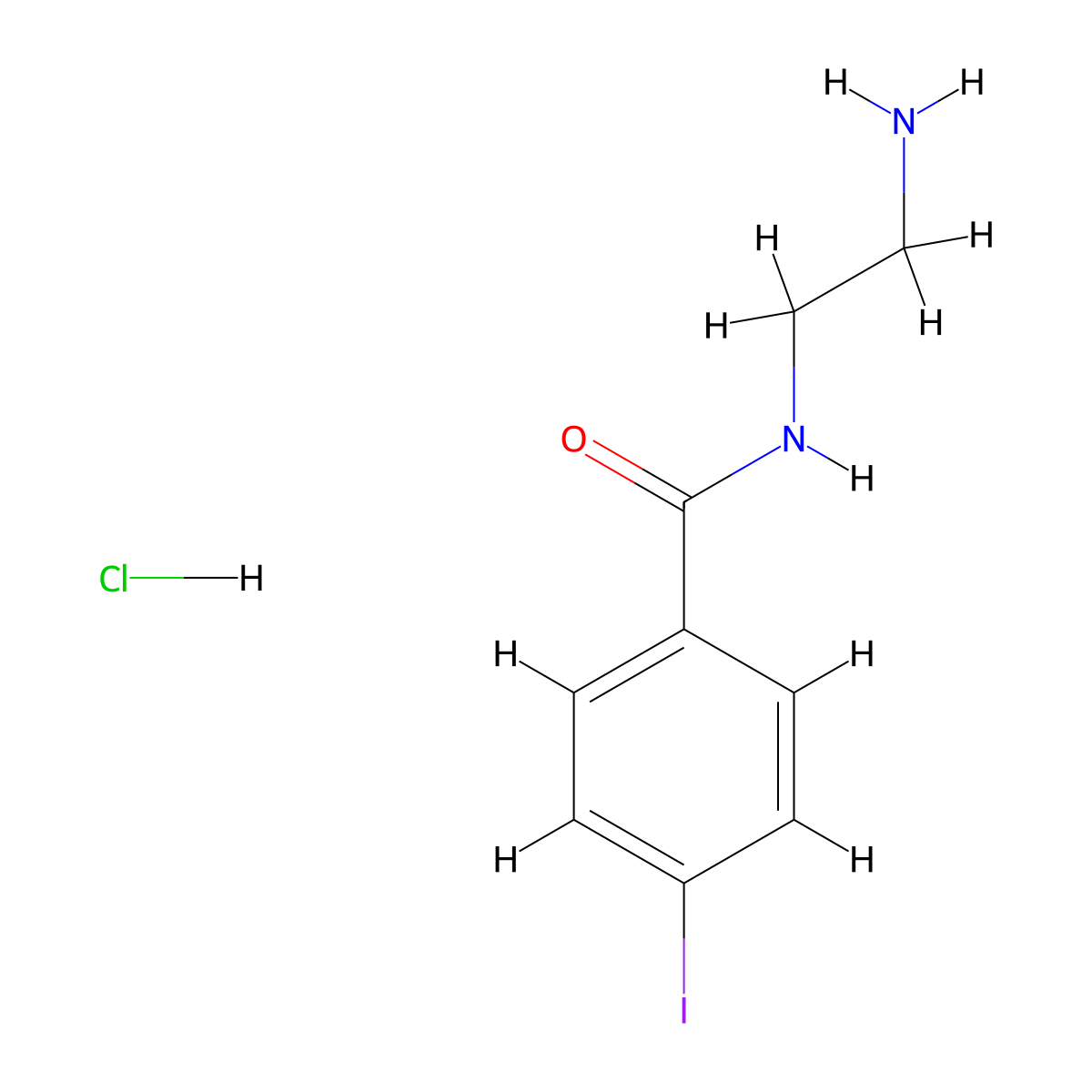 N-(2-aminoethyl)-4-iodobenzamide hydrochloride molecular structure, CAS 145343-82-4