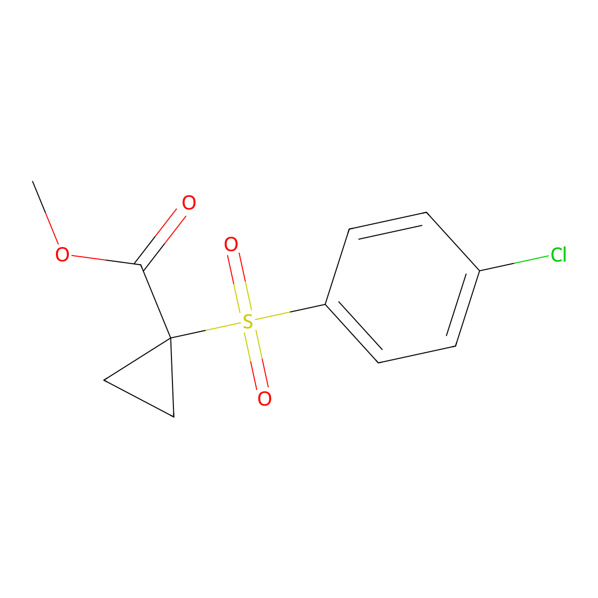 Cyclopropanecarboxylic acid, 1-((4-chlorophenyl)sulfonyl)-, methyl ester molecular structure, CAS 145348-22-7