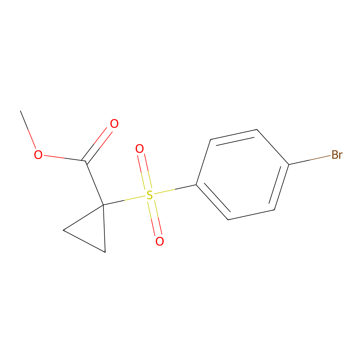 Cyclopropanecarboxylic acid, 1-((4-bromophenyl)sulfonyl)-, methyl ester molecular structure, CAS 145348-25-0