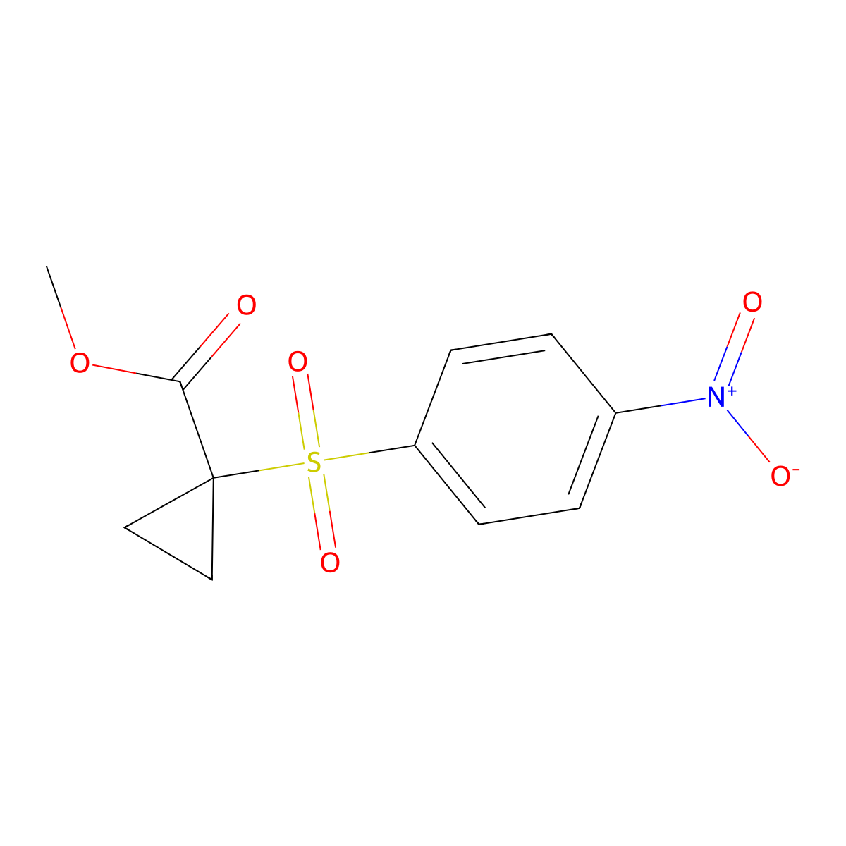 Cyclopropanecarboxylic acid, 1-((4-nitrophenyl)sulfonyl)-, methyl ester molecular structure, CAS 145348-26-1