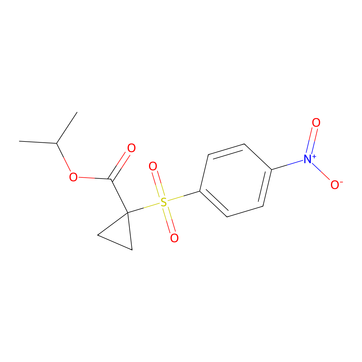 Cyclopropanecarboxylic acid, 1-((4-nitrophenyl)sulfonyl)-, 1-methylethyl ester molecular structure, CAS 145348-27-2