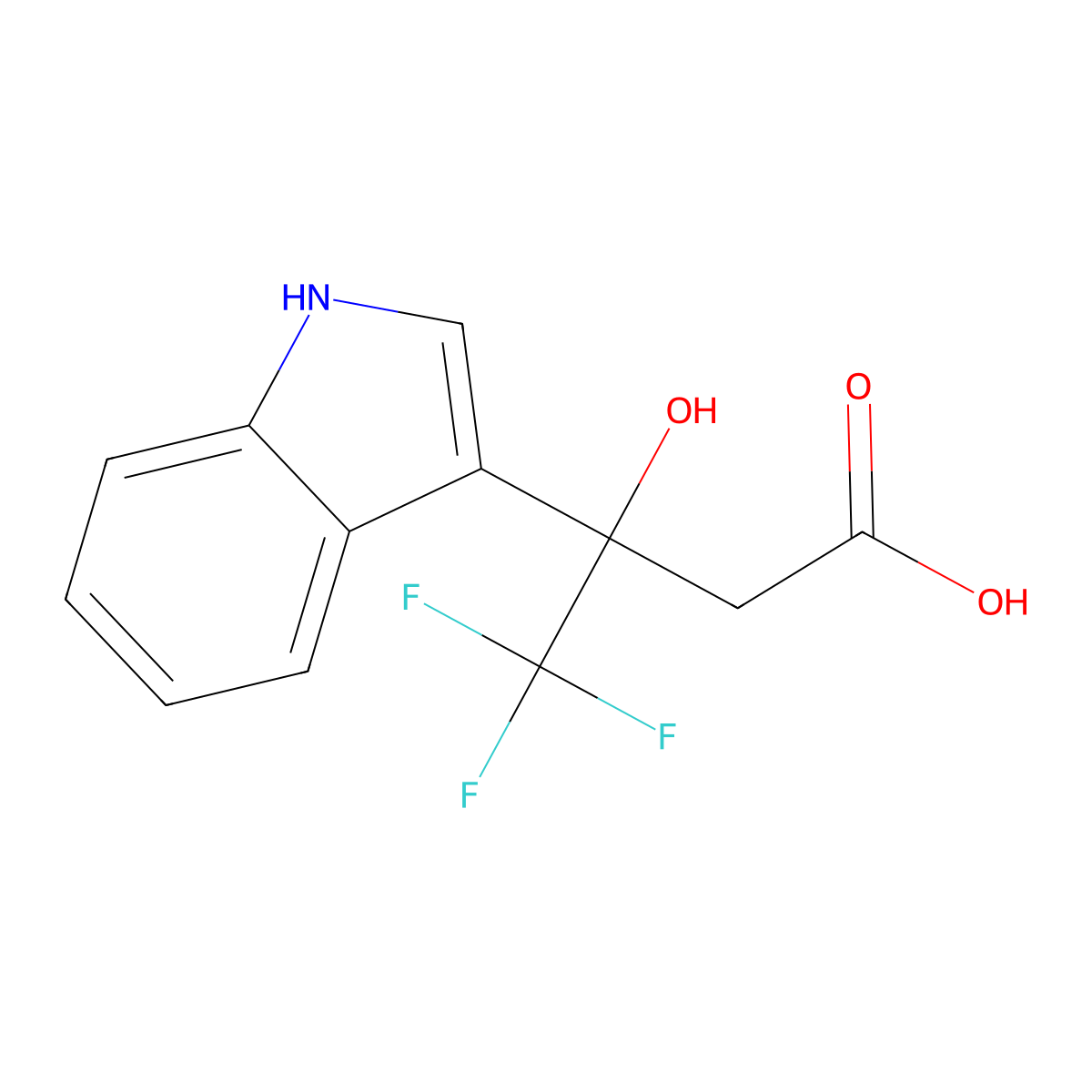 4,4,4-trifluoro-3-hydroxy-3-(1H-indol-3-yl)butanoic acid molecular structure, CAS 1453484-57-5