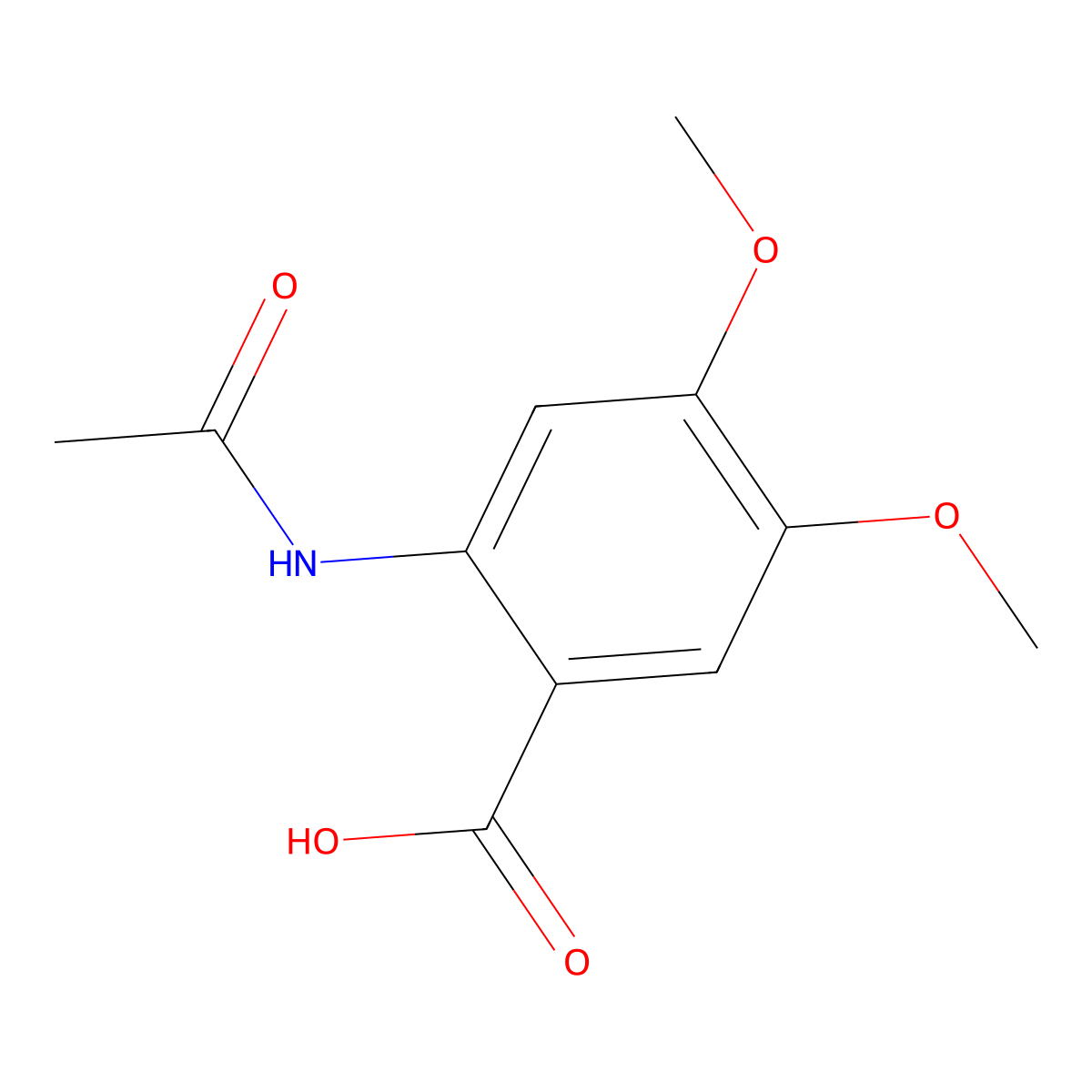 2-Acetamido-4,5-dimethoxybenzoic acid molecular structure, CAS 145352-75-6