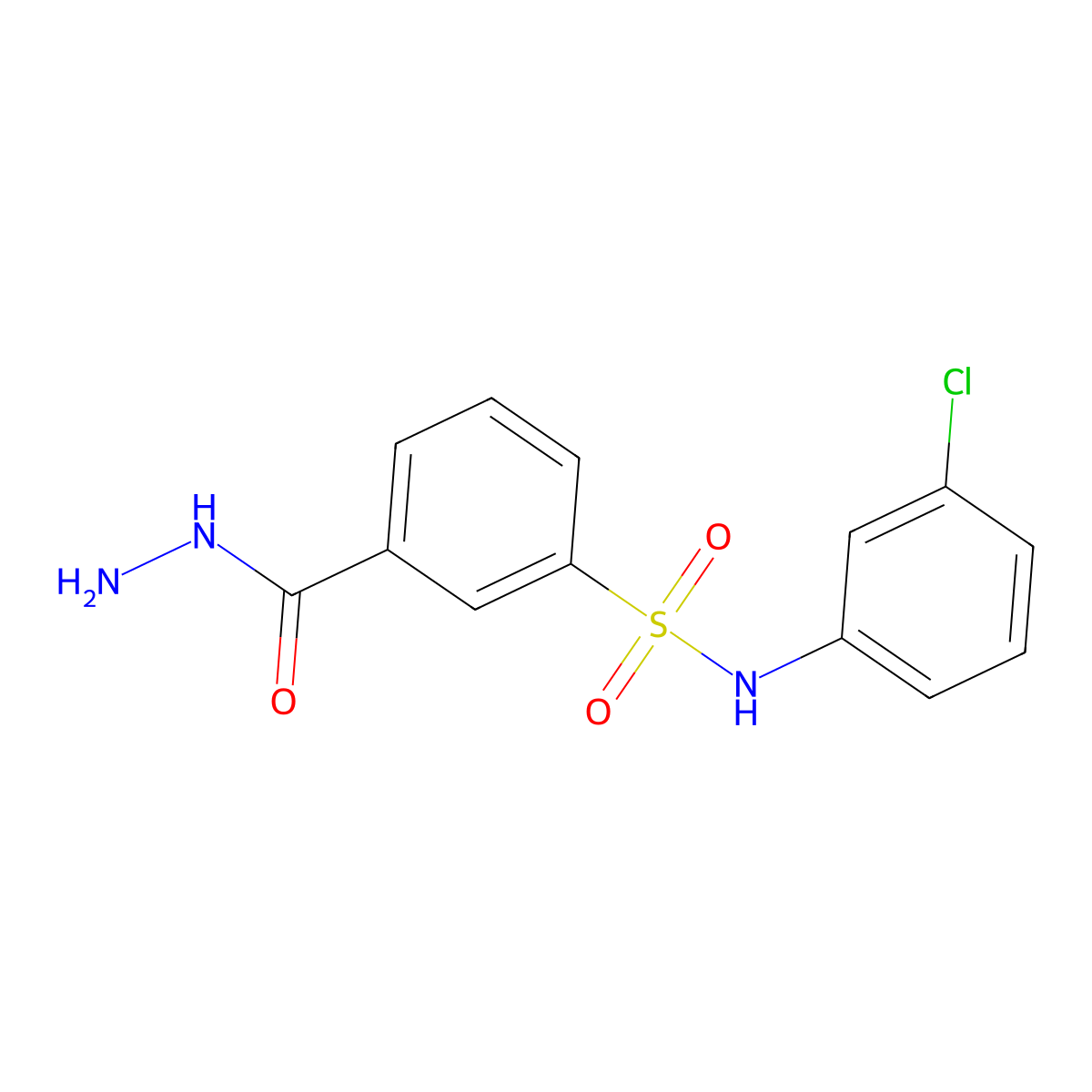 N-(3-chlorophenyl)-3-(hydrazinecarbonyl)benzene-1-sulfonamide molecular structure, CAS 145352-93-8