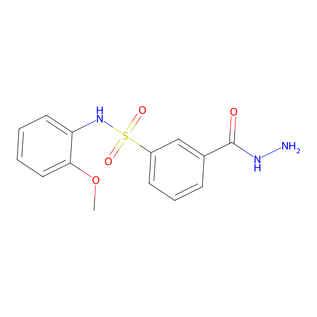 3-(hydrazinecarbonyl)-N-(2-methoxyphenyl)benzene-1-sulfonamide molecular structure, CAS 145352-94-9