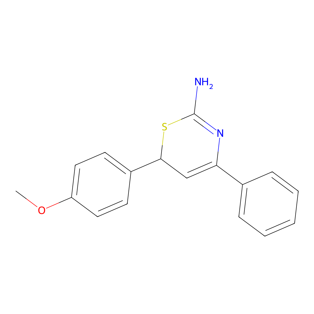 6H-1,3-Thiazin-2-amine, 6-(4-methoxyphenyl)-4-phenyl- molecular structure, CAS 145353-39-5