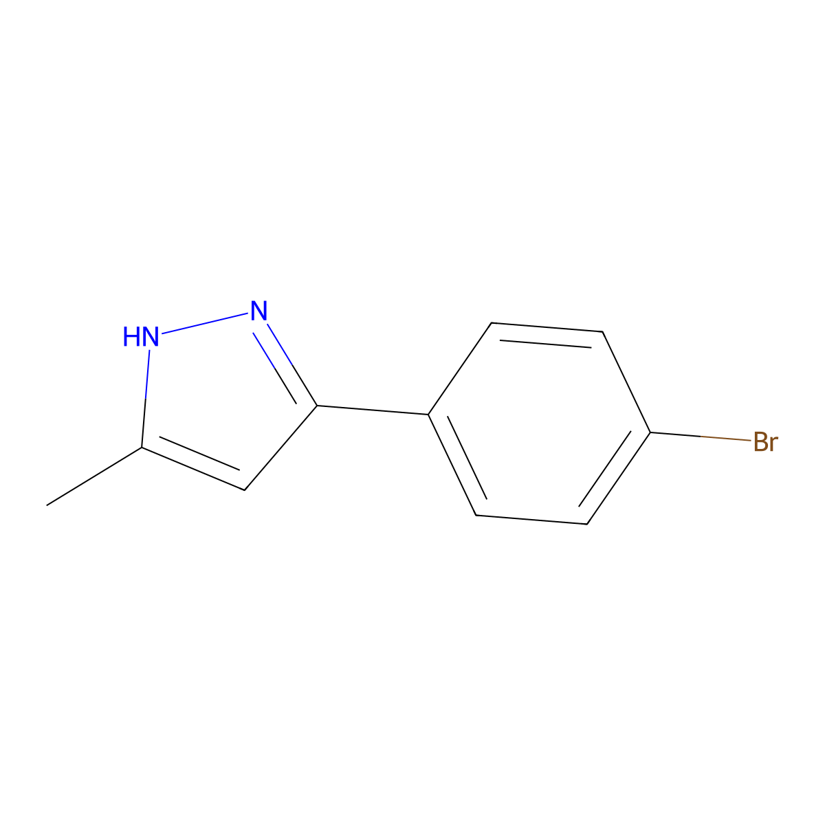3-(4-bromophenyl)-5-methyl-1H-pyrazole molecular structure, CAS 145353-53-3