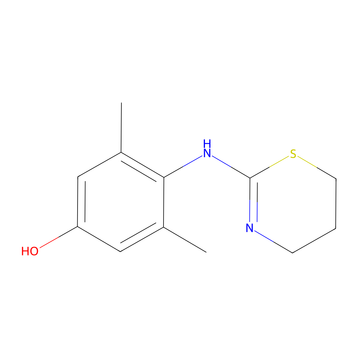 4-((5,6-Dihydro-4H-1,3-thiazin-2-yl)amino)-3,5-dimethylphenol molecular structure, CAS 145356-32-7