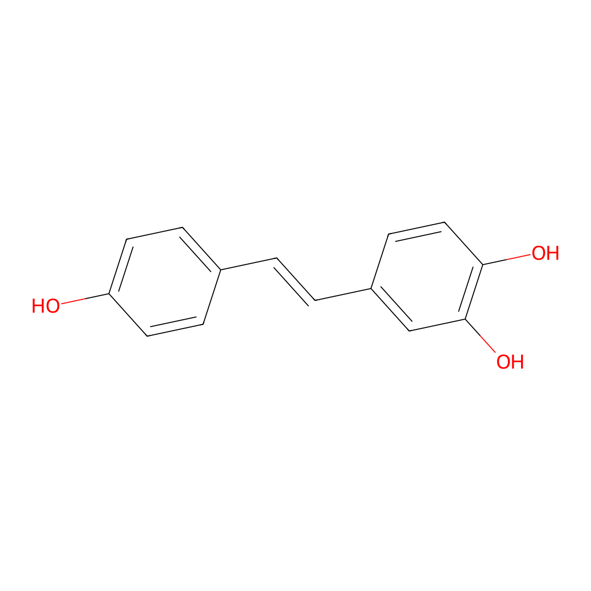 4-(4-Hydroxystyryl)benzene-1,2-diol molecular structure, CAS 145356-39-4