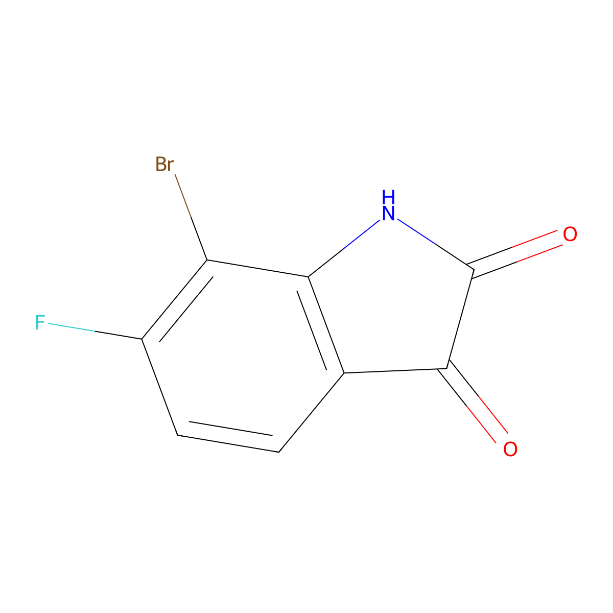 7-bromo-6-fluoro-2,3-dihydro-1H-indole-2,3-dione molecular structure, CAS 1453798-38-3