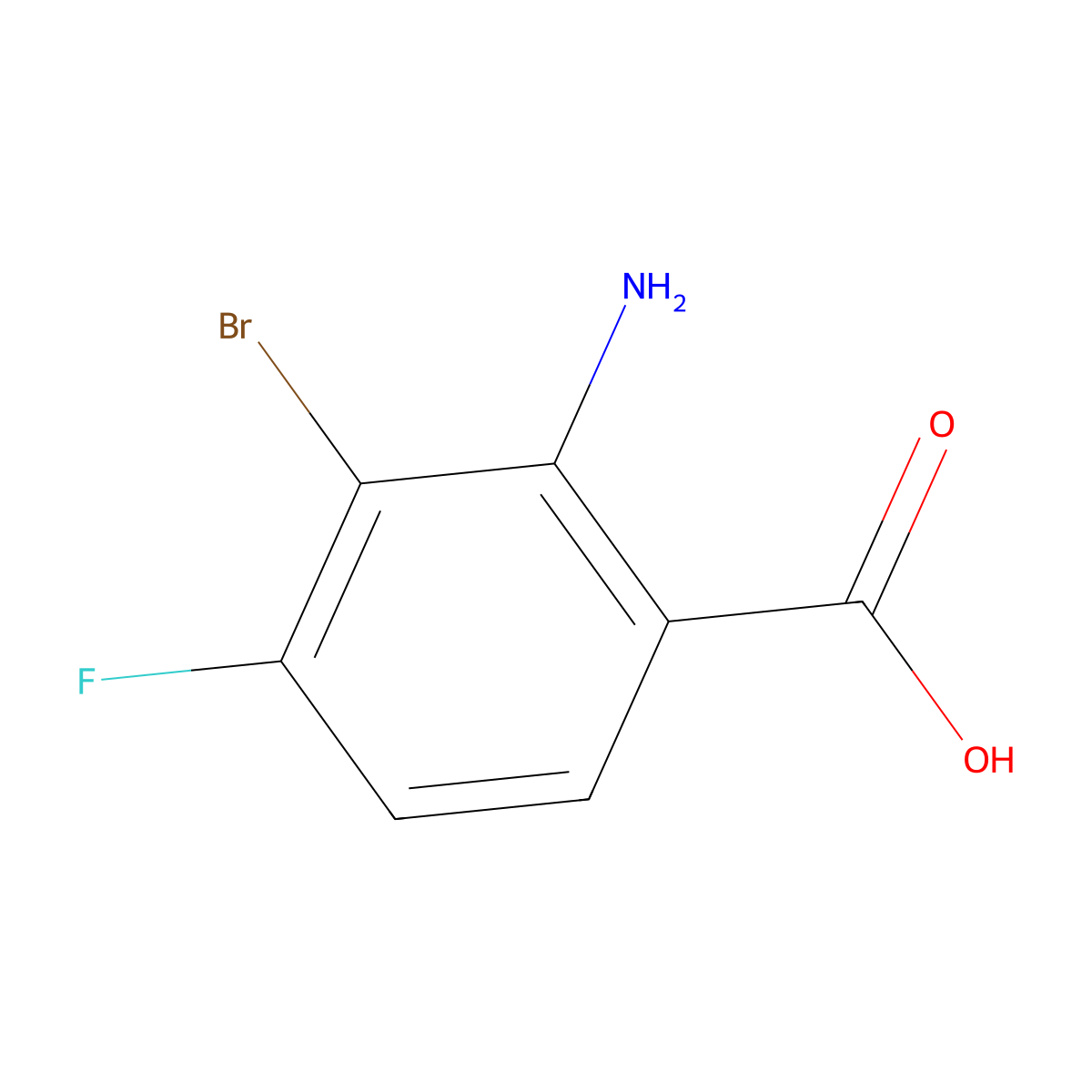 2-Amino-3-bromo-4-fluorobenzoic acid molecular structure, CAS 1453798-39-4