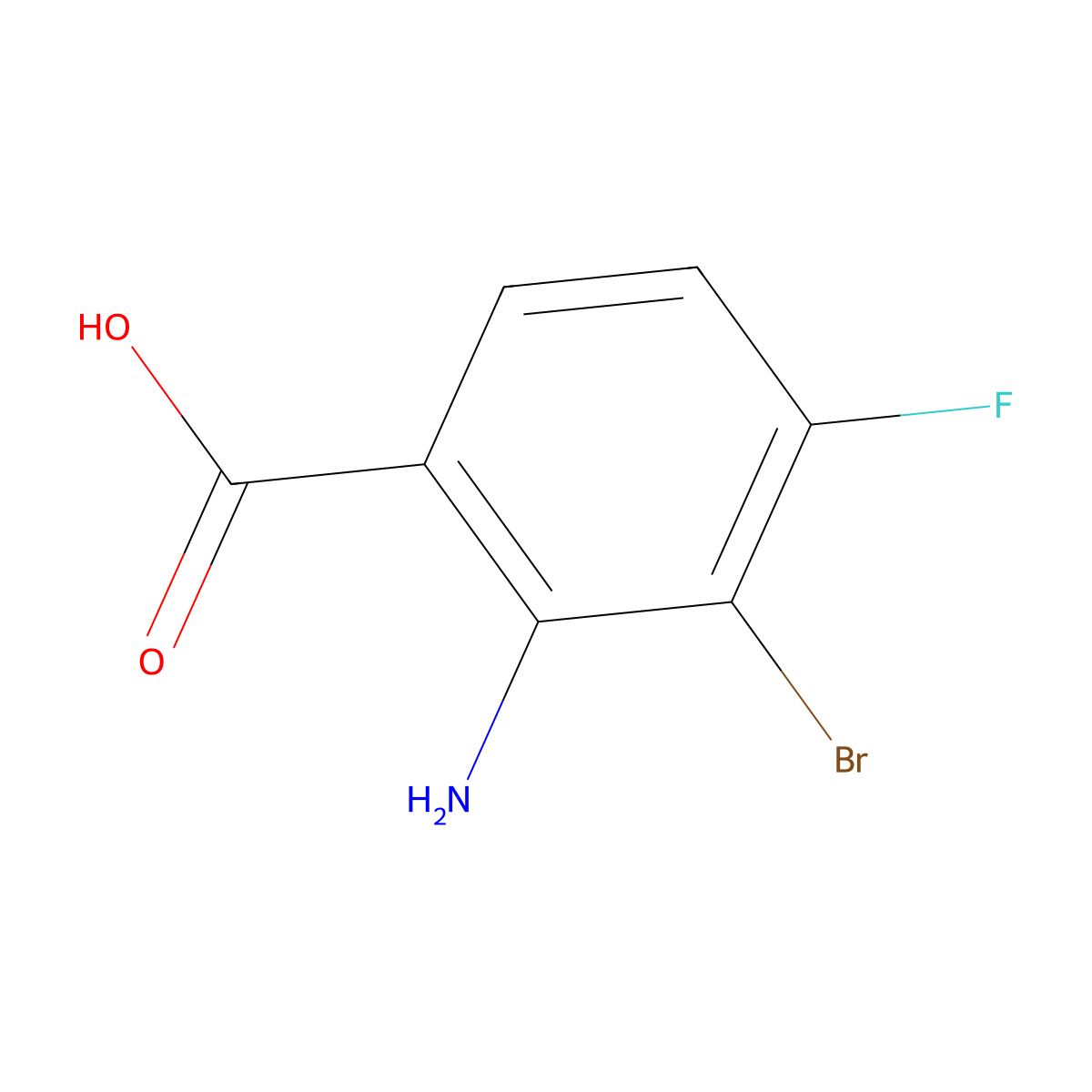 2-Amino-3-bromo-4-fluorobenzoic acid molecular structure, CAS 1453798-39-4